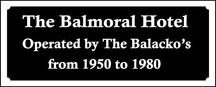 Engraved plaque for The Balmoral Hotel